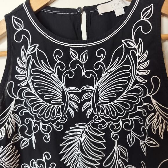 LOFT Floral Embroidered Tank Top Boho Bohemian - Picture 5 of 9